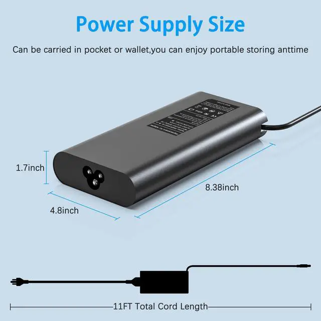 Alt view image 5 of 5 - 130W AC Adapter Laptop Charger Replacement for Dell XPS 15 7590 9530 9550 9560 9570 Precision M3800 M2800 5510 5520 5530 5540 Ins piron 7347 7348 7459 HA130PM130 0V363H 06TTY6 Power Supply Cord