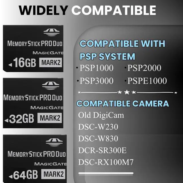 Alt view image 3 of 5 - Ekoomar Original 32GB Memory Stick Pro Duo MARK2 - Compatible with PSP1000/2000/3000, DSLR Burst Shooting, MagicGate | High-Speed Read/Write Memory Stick Duo Card for PSP Memory Stick & Cameras