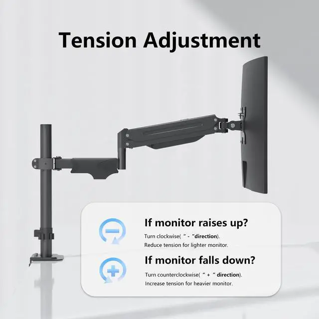 Alt view image 4 of 5 - suptek Single Monitor Arm,Full Motion Pneumatic Pole Mount Arm for 17 to 32 inch Monitor Screens, Support Weight up to 22lbs,75mm and 100mm VESA Plate, Black