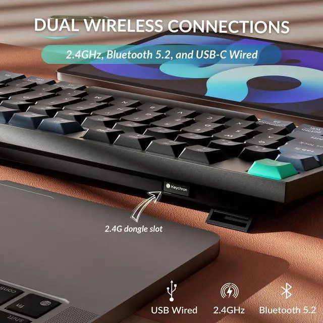 Alt view image 4 of 5 - Keychron B36 2.4 GHz Wireless Bluetooth Keyboard Silent Typing 100% Full-Size Layout Launcher Support with Numeric Keypad Ergonomic Angle Compatible for Mac Windows Linux