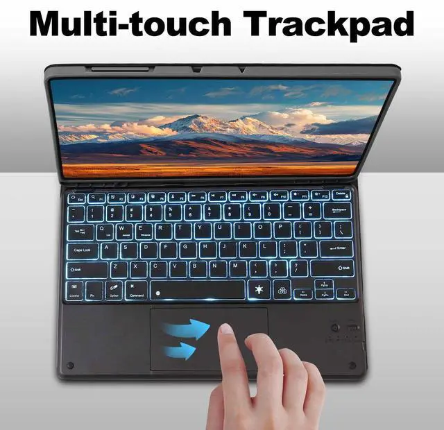 Alt view image 4 of 5 - Keyboard Case for Samsung Galaxy Tab S10 FE Plus/S10 FE+ 13.1-Inch 2025, Detachable 7 Colors Backlit Bluetooth Keyboard, Smart Touchpad, Folio Cover with S Pen Holder (Black)