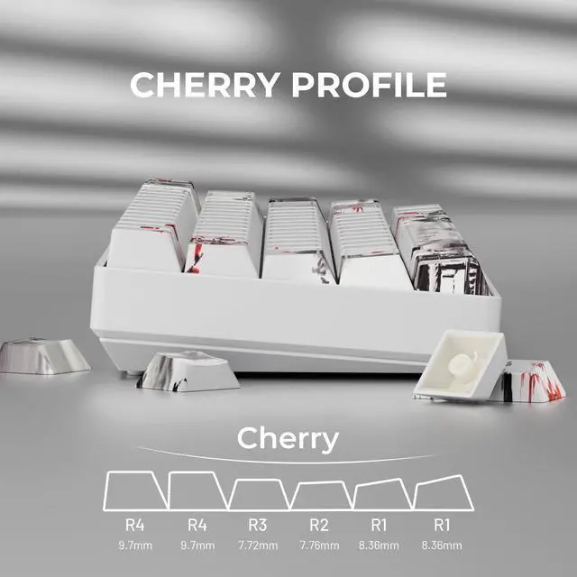 Alt view image 5 of 5 - GMKWTL XVX Plum Blossom Shine Through White Keycaps, Doubleshot PBT Keycap Set Cherry Profile, 142 Keys Keyboard Keycaps, Universal Compatiability with 60%, 65%, 75%, 100% Mechanical Keyboard