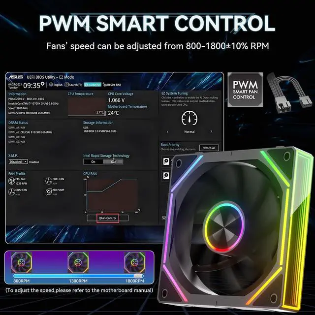 Alt view image 4 of 5 - GSCOLER FB120 3 Pack 120mm ARGB PC Case Fans - Wireless Splicing/Daisy-Chain, 16.8M Colors Infinite Mirror Reverse Fan with Remote, PWM Speed Control, High Airflow, Quiet Cooling for Gaming PC Build