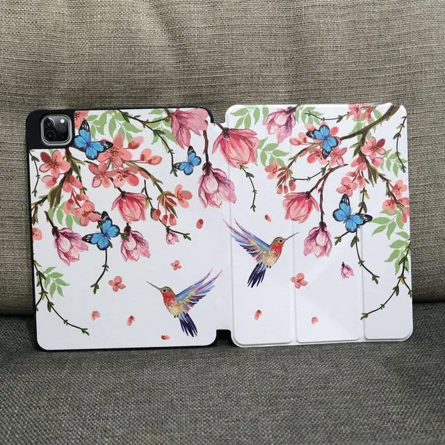 Alt view image 5 of 5 - MEEgoodo Case for iPad A16 11th Generation 11 inch 2025/iPad 10th Generation 10.9 inch 2022, Tablet Cover with Trifold Stand + Pencil Holder + Auto Wake/Sleep + Soft TPU Back Cover, Birds & Flowers