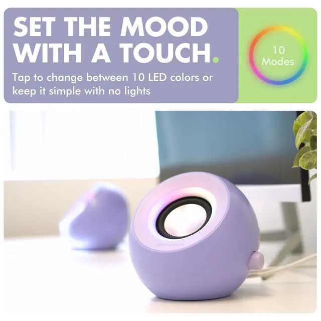 Alt view image 4 of 5 - X9 Performance Purple Computer Speakers for Desktop PC with RGB Lighting, Bluetooth, USB, and AUX - Triple Mode Connection, Dual 2.25" Drivers for Work and Play - Bluetooth PC Speakers - Purple