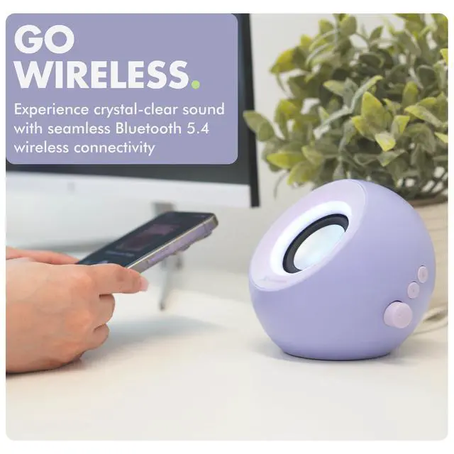 Alt view image 5 of 5 - X9 Performance Purple Computer Speakers for Desktop PC with RGB Lighting, Bluetooth, USB, and AUX - Triple Mode Connection, Dual 2.25" Drivers for Work and Play - Bluetooth PC Speakers - Purple