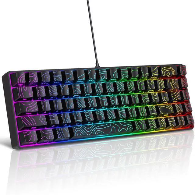 Main image of Snpurdiri 65% Wired Gaming Keyboard, 68 Keys RGB Backlit Ultra-Compact Small Gaming Keyboard, for PC/Mac Gamer, Typist, Travel, Easy to Carry on Business Trip Black