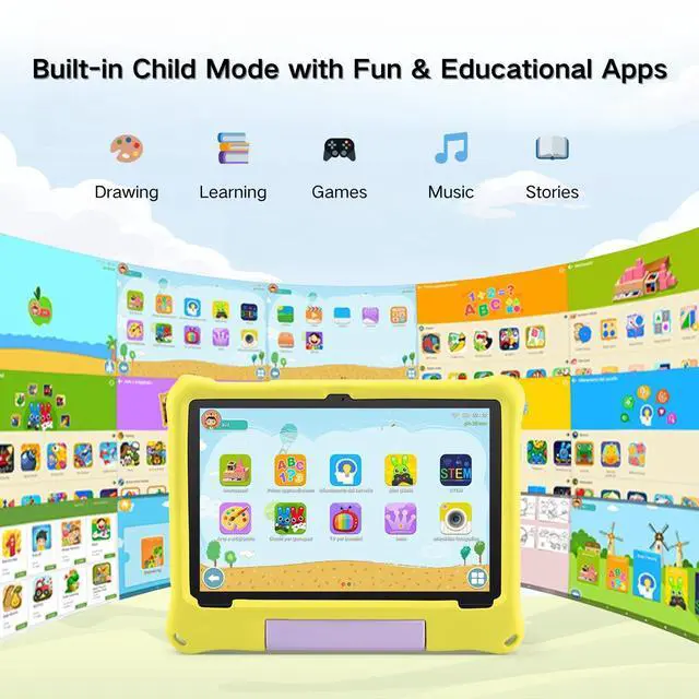 Alt view image 4 of 5 - paitanry Kids Tablet, Android 15 Tablet with Case - 8GB+64GB Storage (TF Expand 1TB), Octa-Core CPU, WiFi6, Dual Camera, Android Tablets for Kids Ideal for Toddler with Parental Control