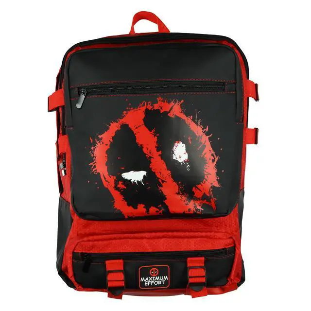 Alt view image 2 of 5 - Marvel Deadpool Backpack Maximum Effort Built-Up Utility Laptop Tech Sleeve Book Bag