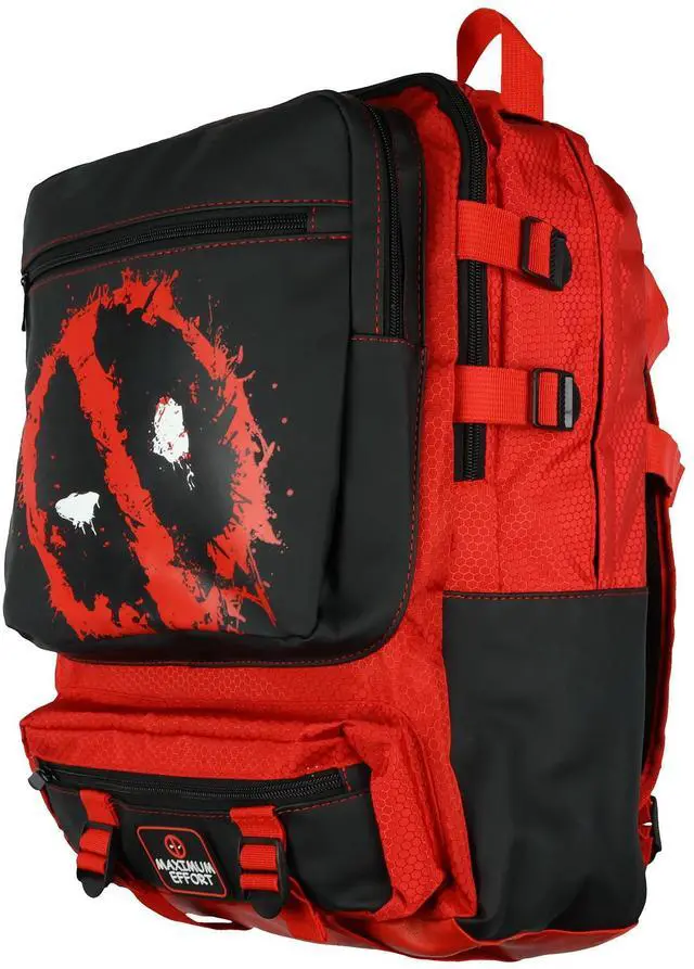 Main image of Marvel Deadpool Backpack Maximum Effort Built-Up Utility Laptop Tech Sleeve Book Bag