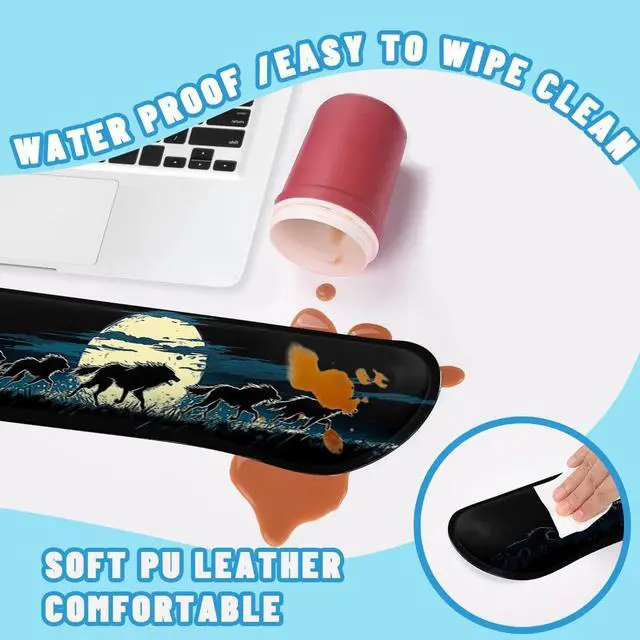 Alt view image 5 of 5 - Blue Wolf Mouse Pad Set Glowing Eyes Fantasy Animal Smoke Art Gaming Mousepad 4in1 Desk Mat for Desktop Wrist Support Cup Coaster Set Ergonomic Computer Desk Arm Wrist for Decor Home Office