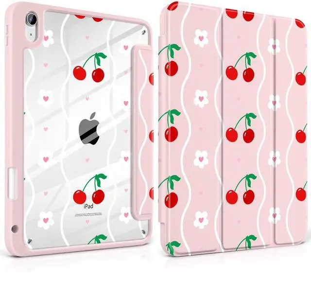 Main image of MEEgoodo Case for iPad A16 11th Generation 11 inch 2025/10th Gen 10.9 inch 2022, Cover with Transparent Acrylic Back Shell,Tablet Case with Pencil Holder+Auto Wake/Sleep+ Stand, Sweet Cherries