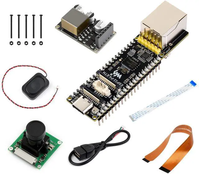 Main image of ESP32-P4-ETH Development Board, Based On ESP32-P4, 100 Mbps RJ45 Ethernet Port, Rich Human-Machine Interfaces, Supports AI Speech Interaction, with PoE Module, Camera and Speaker (8 Items)