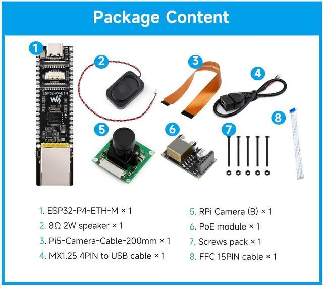 Alt view image 2 of 5 - ESP32-P4-ETH Development Board, Based On ESP32-P4, 100 Mbps RJ45 Ethernet Port, Rich Human-Machine Interfaces, Supports AI Speech Interaction, with PoE Module, Camera and Speaker (8 Items)