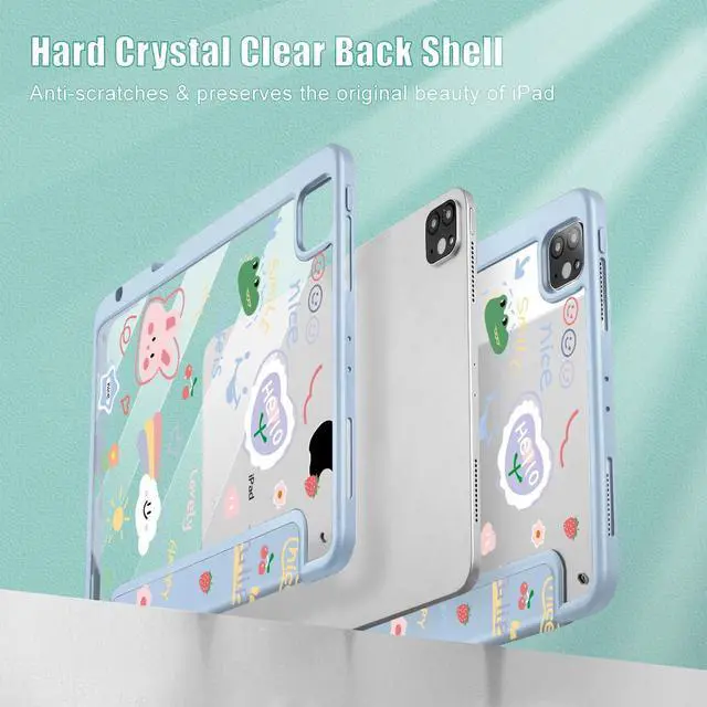 Alt view image 4 of 5 - May Chen for iPad Pro 11 inch M2 4th Generation 2022, iPad Pro 11 3rd/2nd/1st Gen, Case with Transparent Shockproof Back Cover [Built-in Pencil Holder, Auto Sleep/Wake, Cartoon Stick Figure