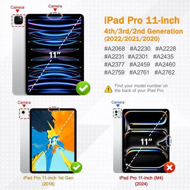 Alt view image 2 of 5 - May Chen for iPad Pro 11 inch M2 4th Generation 2022, iPad Pro 11 3rd/2nd/1st Gen, Case with Transparent Shockproof Back Cover [Built-in Pencil Holder, Auto Sleep/Wake, Cartoon Stick Figure