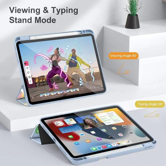 Alt view image 5 of 5 - May Chen for iPad Pro 11 inch M2 4th Generation 2022, iPad Pro 11 3rd/2nd/1st Gen, Case with Transparent Shockproof Back Cover [Built-in Pencil Holder, Auto Sleep/Wake, Cartoon Stick Figure