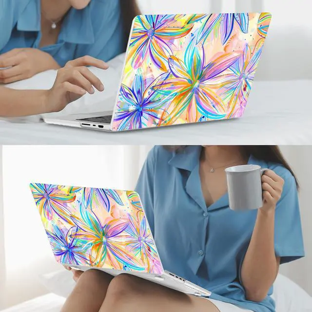 Alt view image 4 of 5 - Mektron Case for MacBook Pro 16" M4 A3403 A3186 M3 A2991 M2 A2780 M1 A2485 (2021/2023/2024) Pro/Max with Touch ID, Hard Shell Plastic Laptop Cover Keyboard Cover, Watercolor FlowerC328