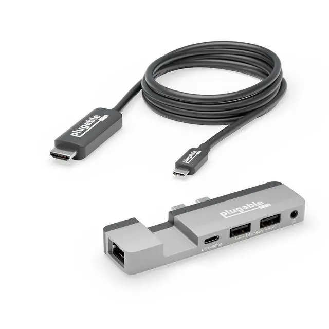 Alt view image 2 of 5 - Plugable 5-in-1 USB C Hub Multiport Adapter with USB C to HDMI Cable Bundle