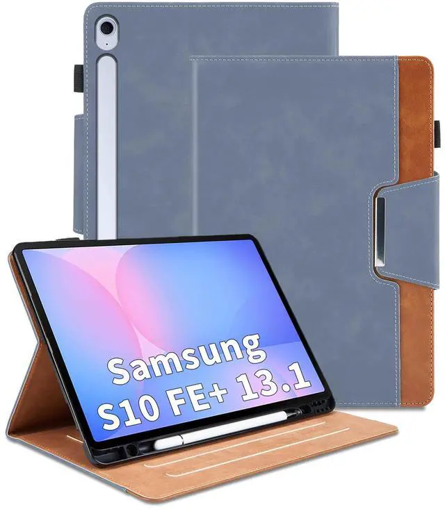 Main image of Case for Samsung Galaxy Tab S10 FE Plus 13.1 Inch 2025 Model(SM-X620/X626B) - Multi-Angle Viewing Stand Cover with Pocket and Magnetic Clasp, PU Leather Business Folio Protective Case, Gray