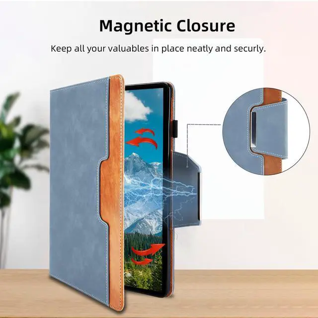 Alt view image 5 of 5 - Case for Samsung Galaxy Tab S10 FE Plus 13.1 Inch 2025 Model(SM-X620/X626B) - Multi-Angle Viewing Stand Cover with Pocket and Magnetic Clasp, PU Leather Business Folio Protective Case, Gray