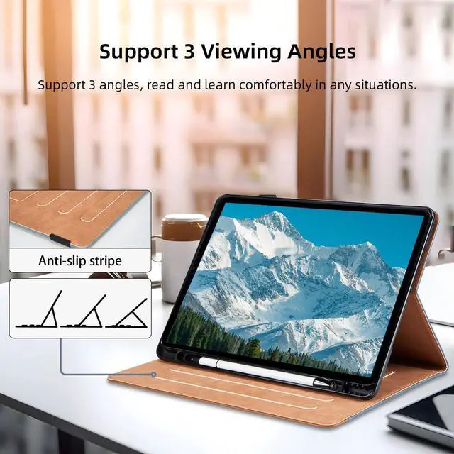 Alt view image 2 of 5 - Case for Samsung Galaxy Tab S10 FE Plus 13.1 Inch 2025 Model(SM-X620/X626B) - Multi-Angle Viewing Stand Cover with Pocket and Magnetic Clasp, PU Leather Business Folio Protective Case, Gray