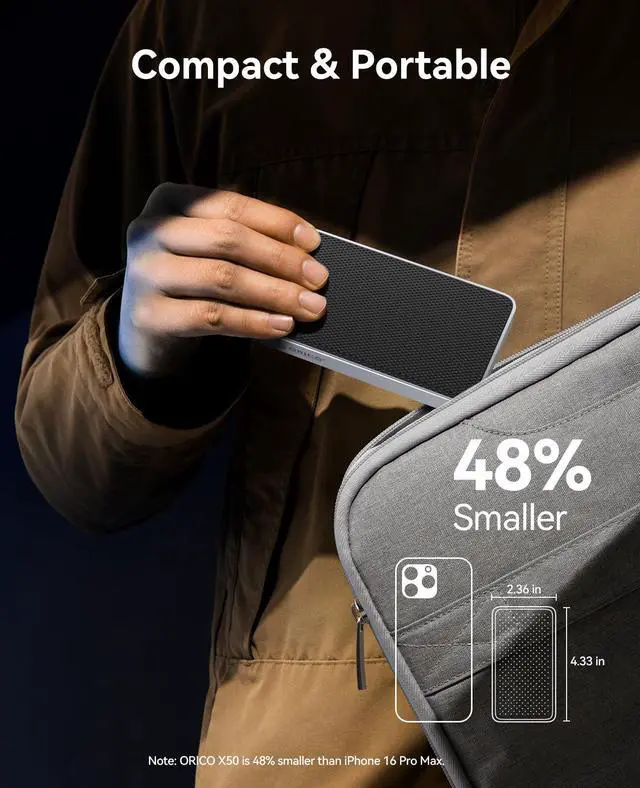 Alt view image 5 of 5 - ORICO 80Gbps M.2 NVMe SSD Enclosure, Compatible with Thunderbolt 5/4/3/USB4 Interface, Fanless Silent Cooling, Supports M-Key 2280 NVMe SSDs for High-Speed Data Transfer on Mac/PC(Without SSD)-X50 Pro