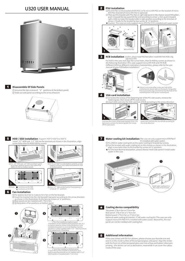 Alt view image 5 of 5 - SOEYi U320 M-ATX/ITX Case, Micro ATX CASE, Portable Desktop Case with Handles, Support 310MM GPU,135mm CPU Cooler and ATX/SFX Power Supply (White)