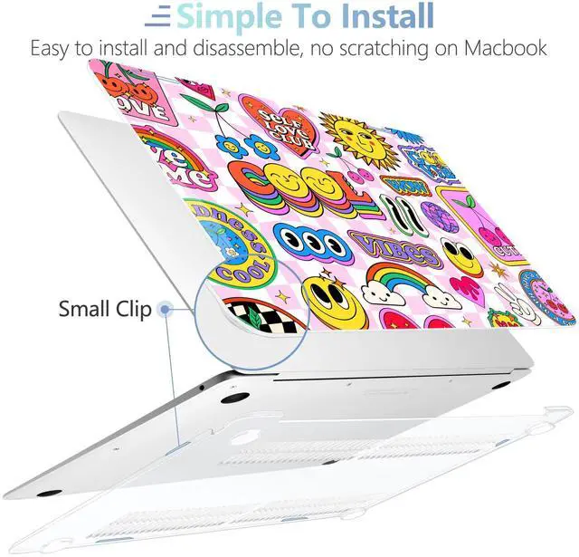 Alt view image 4 of 5 - MEEgoodo for MacBook Air 13.3 inch Case 2021 2020 2019 2018 A2337 M1 A2179 A1932, Laptop Shell for MacBook Air M1 with Keyboard Webcam Cover & Trackpad Film & Type C Adapter,Pattern Stickers