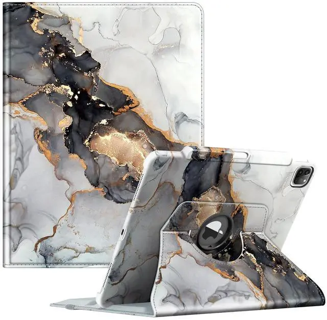 Main image of Fintie Rotating Case for iPad Pro 12.9-inch 6th Generation 2022-360 Degree Swiveling Protective Cover with Pencil Holder, Auto Sleep/Wake, Also Fit iPad Pro 12.9" 5th/4th/3rd Gen, Cloudy Marble