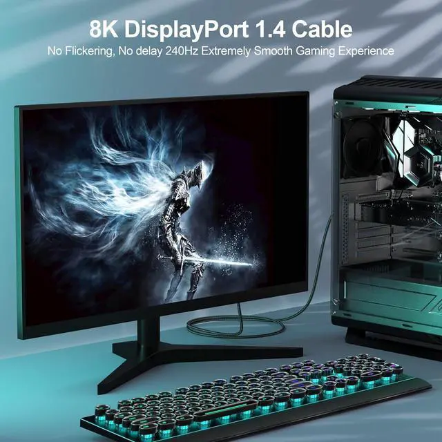 Alt view image 4 of 5 - URELEGAN VESA Certified 8K DisplayPort 1.4 Cable 10-Pack, High Speed 48 Gbps Display Port DP Cable 6 Feet (8K@60Hz, 4K@/240Hz/144Hz/180Hz/165Hz, 1080P@240Hz) for Gaming Computer Laptop TV Monitorr