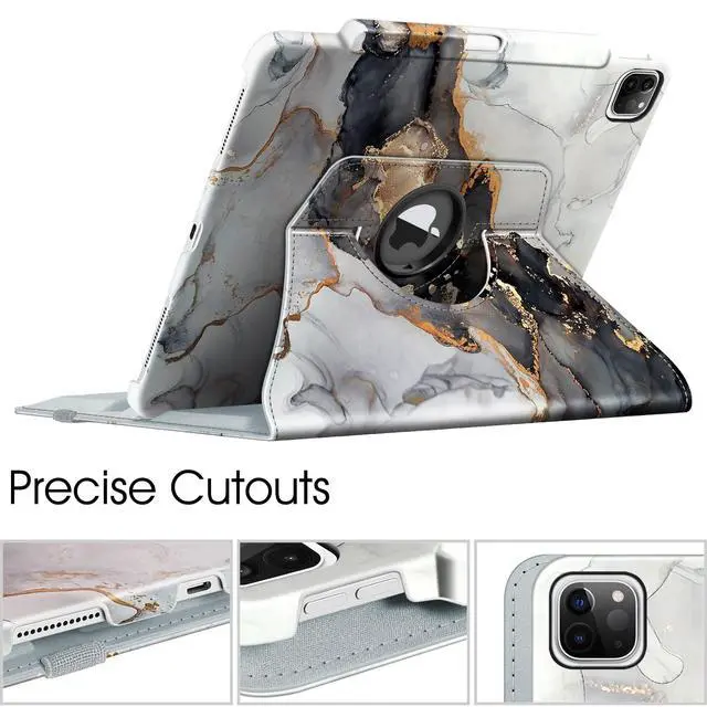 Alt view image 5 of 5 - Fintie Rotating Case for iPad Pro 12.9-inch 6th Generation 2022-360 Degree Swiveling Protective Cover with Pencil Holder, Auto Sleep/Wake, Also Fit iPad Pro 12.9" 5th/4th/3rd Gen, Cloudy Marble