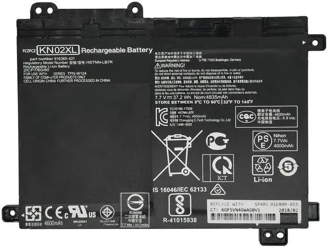 Main image of FCZFCZ KN02XL Battery 37.2Wh Replacement for HP Pavilion x360 Convertible 11-AD010CA 11M-AD000 11M-AD113DX 11-adxxxTU 11-ad005TU Series HSTNN-LB7R HSTNN-UB7F 916365-421 916365-541 916809-855 7.7V