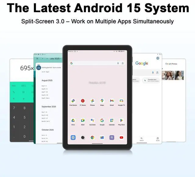 Alt view image 3 of 5 - EHFiDC Tablet with Keyboard |12GBRAM+64 Storage(Expand to 2TB), 6000mAh Battery | Widevine L1, 10.1 in Tablet with 5G/2.4G WiFi | BT5.0 | GMS Certified | Mous | Case | Stylus | Keyboard (Black)