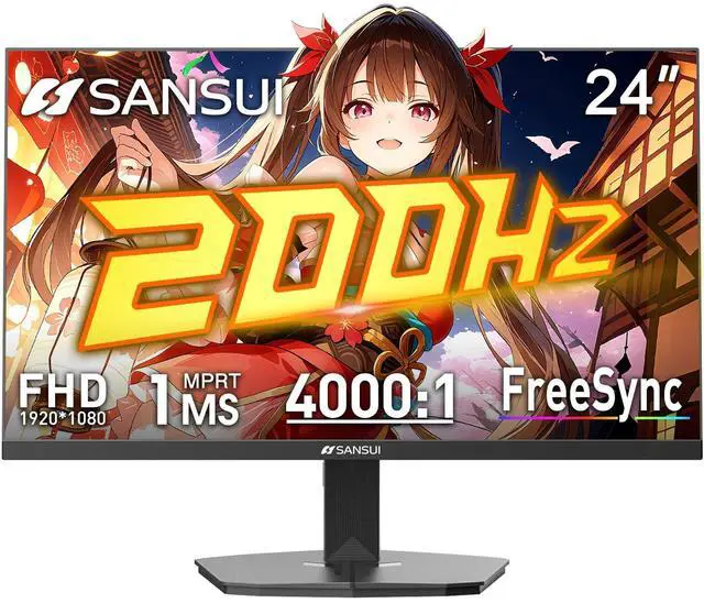Main image of SANSUI Gaming Monitor, 24 Inch 200Hz 180Hz, FHD 1080P 1ms 110% sRGB Computer Monitor, HDMI DP Ports VESA Support for Game Office (HDMI Cable Included ES-G24F4H)