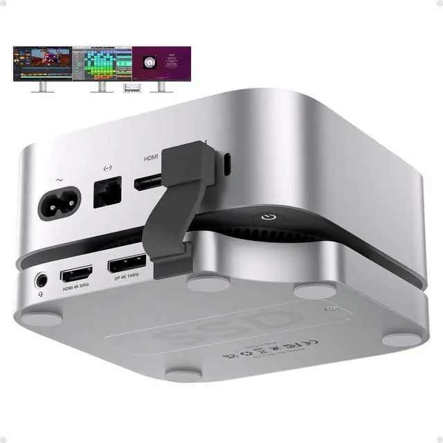 Main image of PULWTOP Mac Mini M4 Dock Stand with DP 4K 144Hz & HDMI 4K 60Hz, Mac Mini M4 Pro Hub with 4TB NVMe SSD Enclosure (SSD NOT Included), 3 USB A 2.0, SD/TF 3.0, 3.5mm Audio/Mic, USB C Hub for Mac Mini 2024