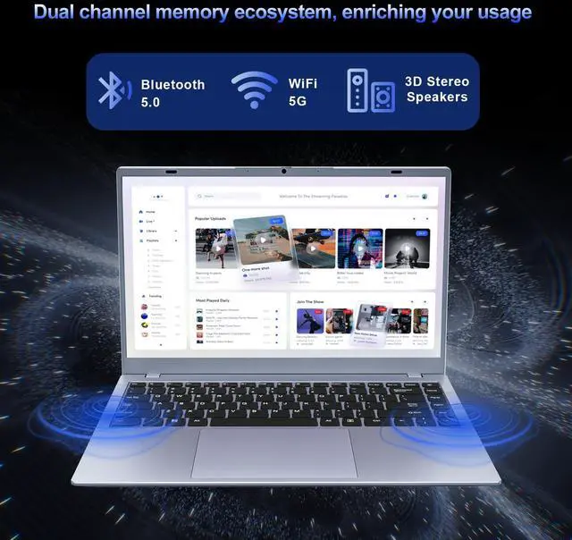 Alt view image 4 of 5 - RNRUO 2025 Silver Laptop with Win11 Pro, Pentium Gold 6500Y Processor,8GB RAM 256GB SSD,14 Inch FHD IPS Display, 5000mAh Battery,Type-C,Portable Laptops Computer for Business Office