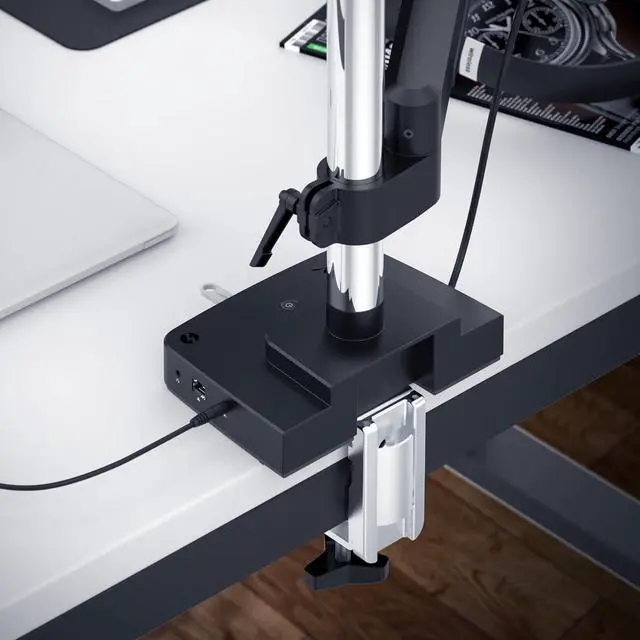 Alt view image 4 of 5 - SABRENT Thunderbolt 4 Docking Station with Monitor Desk Mount, Gas-Lift Arm, 4 USB Ports, UHS-II Card Reader, Gigabit Ethernet, HDMI, DisplayPort, 8K/4K, VESA Mount for Monitors up to 32 (DS-T4WA)