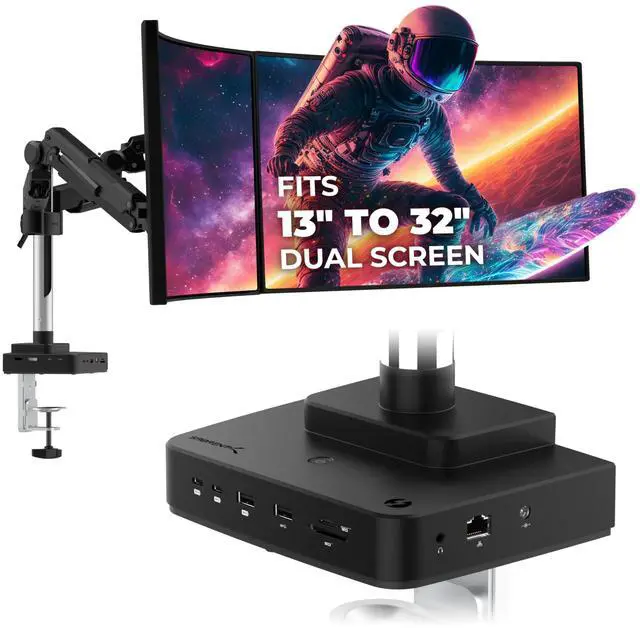 Main image of SABRENT Thunderbolt 4 Docking Station with Monitor Desk Mount, Gas-Lift Arm, 4 USB Ports, UHS-II Card Reader, Gigabit Ethernet, HDMI, DisplayPort, 8K/4K, VESA Mount for Monitors up to 32 (DS-T4WA)