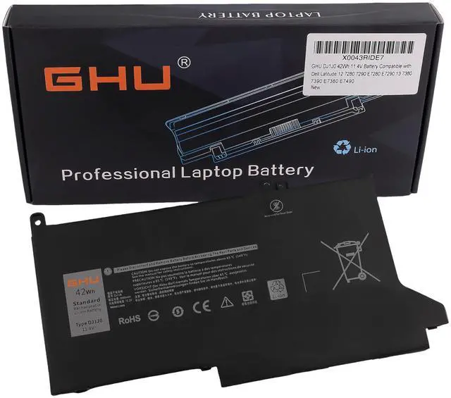 Main image of GHU DJ1J0 42Wh 11.4V Battery Compatible with Dell Latitude 12 7280 7290 E7280 E7290 13 7380 7390 E7380 E7490
