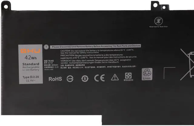 Alt view image 3 of 5 - GHU DJ1J0 42Wh 11.4V Battery Compatible with Dell Latitude 12 7280 7290 E7280 E7290 13 7380 7390 E7380 E7490