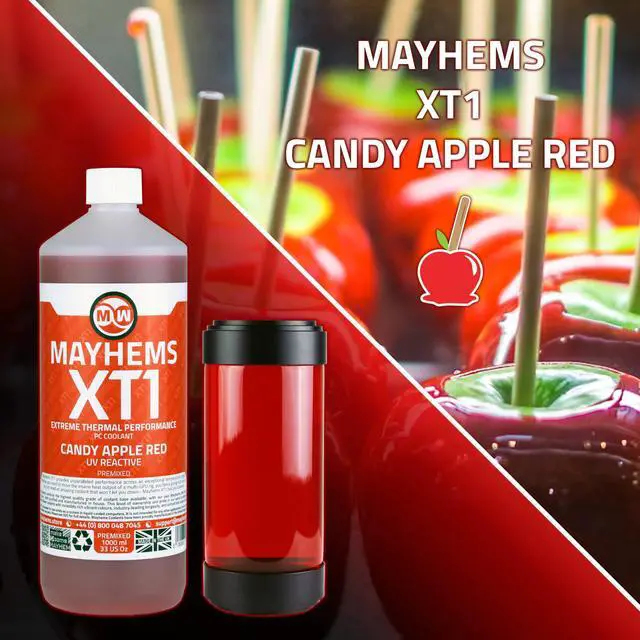 Alt view image 4 of 5 - Mayhems - XT1 Premixed PC Coolant - Computer Water Cooling Fluid - Liquid Cooling, Thermal Performance Series, UV Fluorescent, 1 Litre, Candy Apple Red