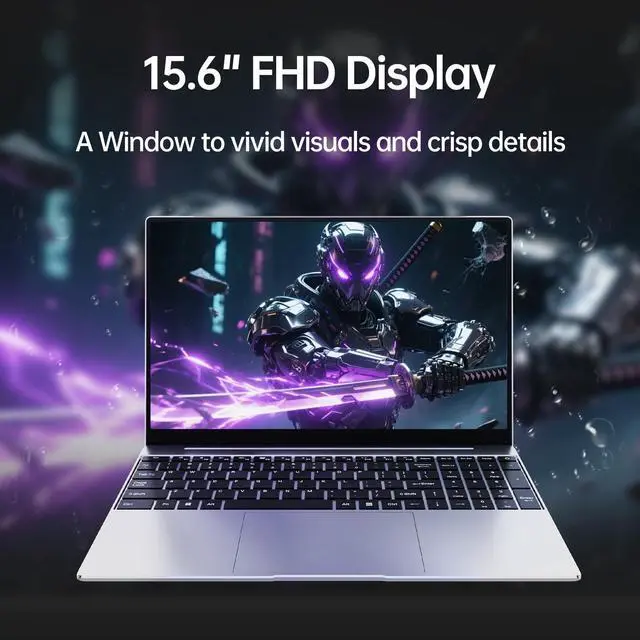 Alt view image 5 of 5 - 2025 Latest 15.6'' Laptop Compatible with Windows 11, 1TB SSD 16GB Dual-Channel RAM, Quad-Core Processor(Max 2.9GHz), 1080P FHD Display, Backlit Keyboard, Fingerprint, Mini-HDMI, WiFi5, TF Card Slot