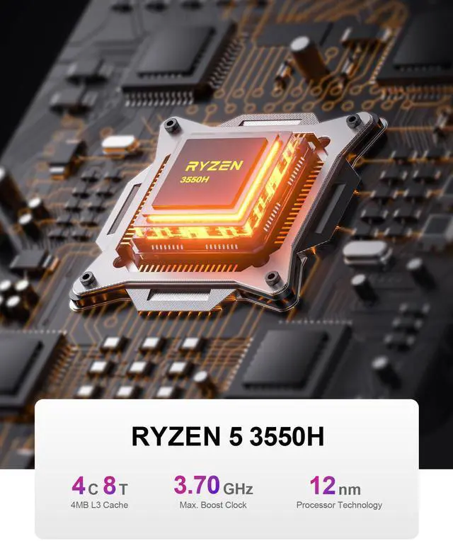 Alt view image 3 of 5 - MOMENTPLUS 16 Inch Laptop Computer 11 Pro, Ryzen 5 3550H Laptop (Beat N150/N95, Up to 3.7GHz) 16GB DDR4 RAM, 512GB NVMe SSD, 1080P LCD Screen, Backlit Keyboard, Wi-Fi5, BT5.0, Webcam, Dual Speakers