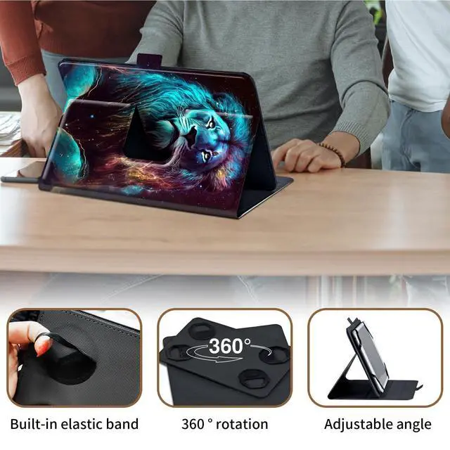 Alt view image 4 of 5 - for 10.36 inch TCL Tab Pro 5G 9198S/TCL TABMAX 10.4 9296Q,360 Degree Rotating Stand and Magnetic Closure Case for 10.36" TCL Tab Pro 5G TCL-9198S/TCL TABMAX 10.4 9296Q,Cool Lion