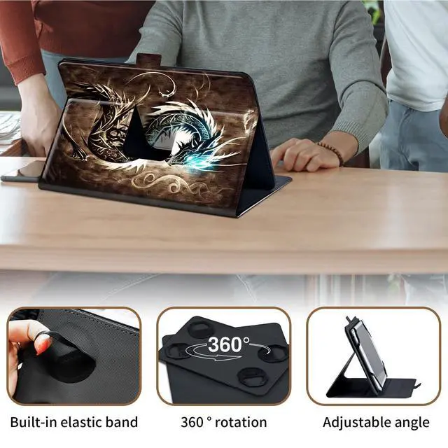 Alt view image 4 of 5 - Case for MB1001 Tablet 10.1,Mxfdegf 360 Degree Rotating Stand and Magnetic Closure Case for Moderness MB1001/Okaysea 10.1 Tablet,for OUZRS TAB-M1/DOOGEE T10/T20 Tablet 2023,Dragon