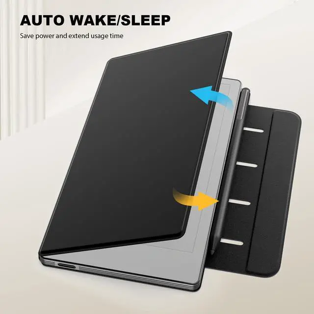 Alt view image 5 of 5 - MoKo Case for Remarkable Paper Pro Move 2025 7.3", Lightweight Ultra-Thin Magnetic Case with Wide Pen Protective Clasp, Hand Strap, Auto Sleep/Wake for Remarkable Move, Black