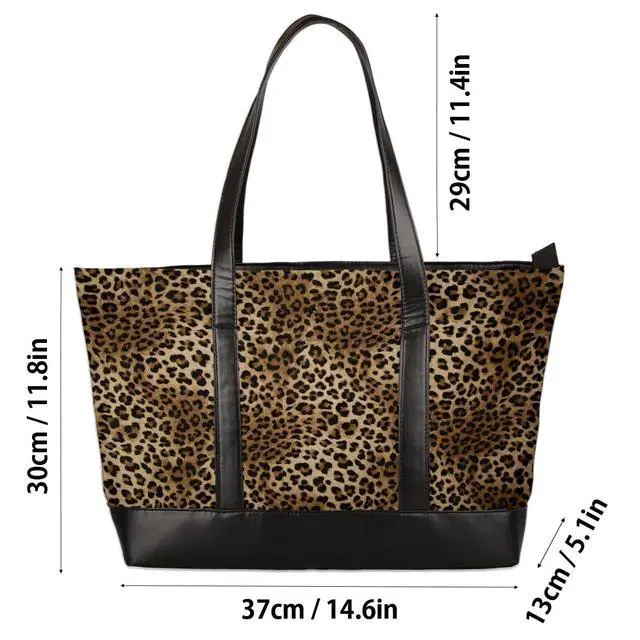 Alt view image 3 of 5 - Pardick Women's Leopard Cheetah 15.6 inch Laptop Tote Bag, Large Capacity, Lightweight Briefcase Messenger Bag, Canvas & Leather, Perfect for Work, Business, Travel