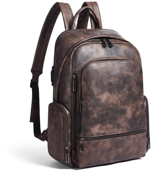 Main image of tiamyi Computer Backpack for Women Soft Leather Back pack with 15.6 inch Laptop Compartment, Designer Ladies Travel Backpack, Coffee