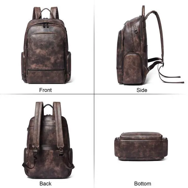 Alt view image 4 of 5 - tiamyi Computer Backpack for Women Soft Leather Back pack with 15.6 inch Laptop Compartment, Designer Ladies Travel Backpack, Coffee